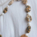 Handmade Ocean Jasper Nuggets Necklace in Peach Color
