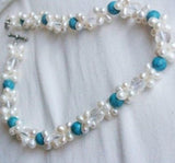 Turquoise Peal and Crystal Necklace