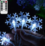 Dimmable 10ft  LED Snowflakes-Shaped String Fairy Lights