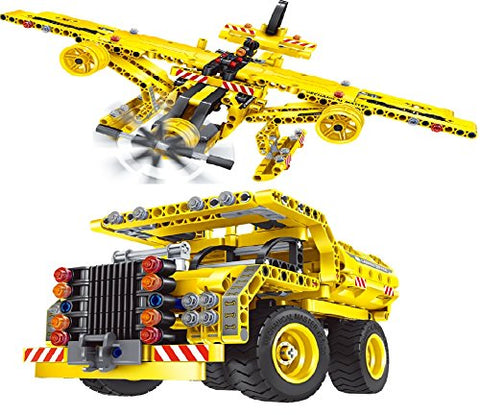 2 in 1 Airplane & Monster Truck Toy Building Blocks Set  with 361 Pieces Blocks