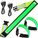 Rechargeable LED Reflective Belt and Arm Wrist Bands Set for Safety Running Jogging Biking Gear