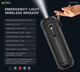 True Wireless Outdoor Bluetooth Speaker with Emergency LED Light