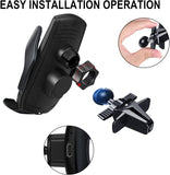 15W Wireless Fast Charger Auto Sensing Air Vent Clamping Car Mount Phone Holder