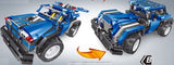 2 in 1 DIY Remote Control Adventure Vehicles Off-Road SUV and Grand Sports Jeep, Glossy Sapphire blue