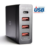 4-Port Smart Charger 3 USB-A Plus 1 USB-C Type C Port