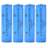 4Pcs Genuine GTL 14500 Battery 3.7V Rechargeable Li-ion 600mAh Blue