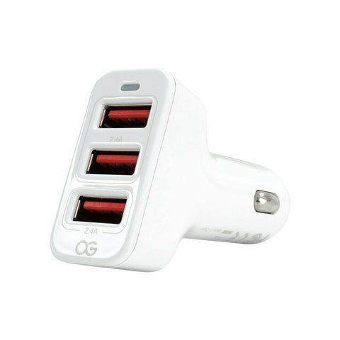 24W 3-Port USB Car Charger for Smartphones Tablets Smart Devices